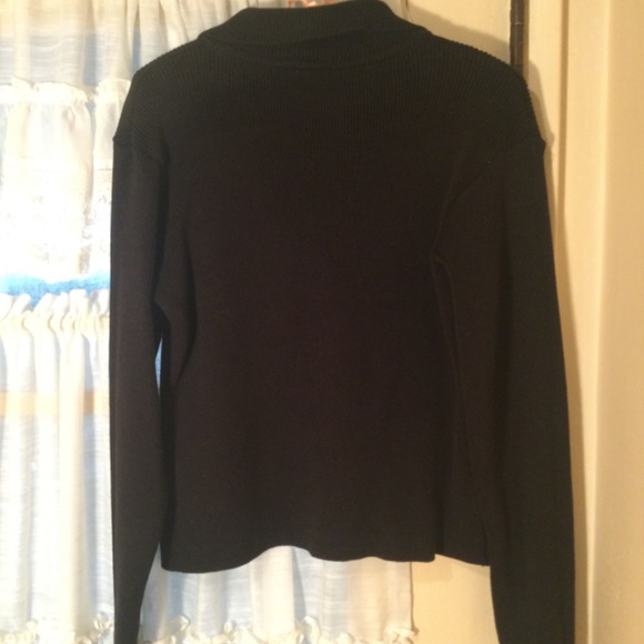 Black Knit Sweater With Bling Buttons and Silver Tips on collar by Von Saken - Picture 4 of 11